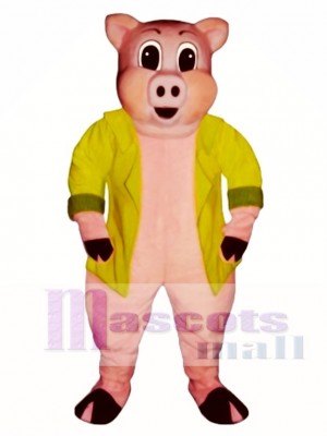 Big Pig with Jacket Mascot Costume Animal 