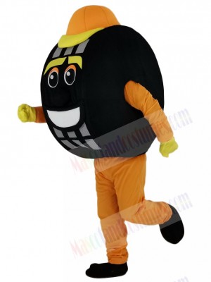 Orange Auto Tyre Cab Tire Mascot Costume Cartoon