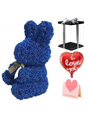 Blue Rose Rabbit Flower Rabbit Best Gift for Mother's Day, Valentine's Day, Anniversary, Weddings and Birthday