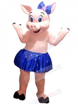 Pig in Blue Tutu Mascot Costume Animal