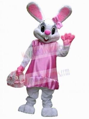 Pink Dress Easter Bunny Mascot Costume Animal