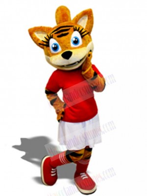 Female Tiger in White Skirt Mascot Costume For Adults Mascot Heads