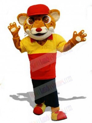 Male Tiger with Red Hat Mascot Costume For Adults Mascot Heads