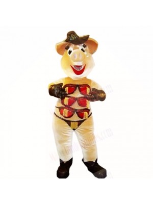 Stripper Pig with Brown Hat Mascot Costumes Cartoon