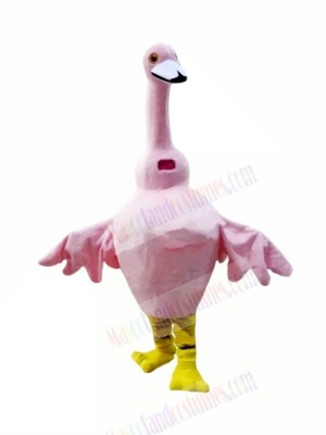 Pink Goose Mascot Costume Cartoon