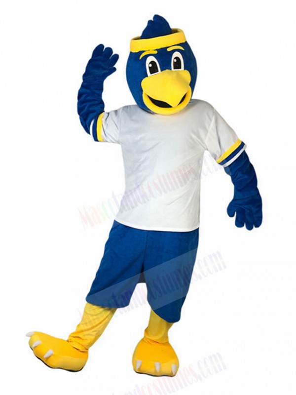 White and blue bird costume mascot, round and Sizes L (175-180CM)