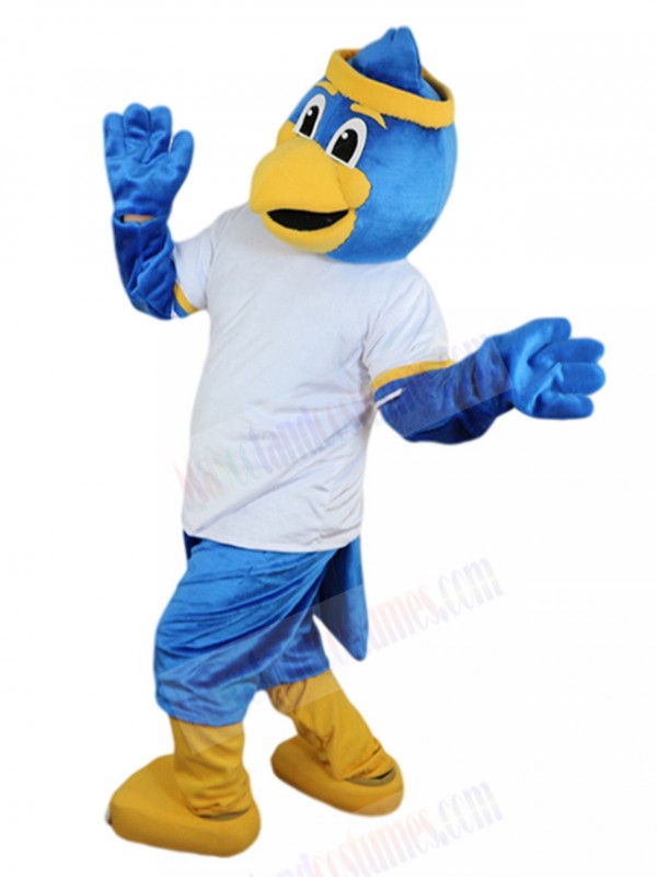 Purchase Mascot blue and white bird, aviator outfit in Mascot of