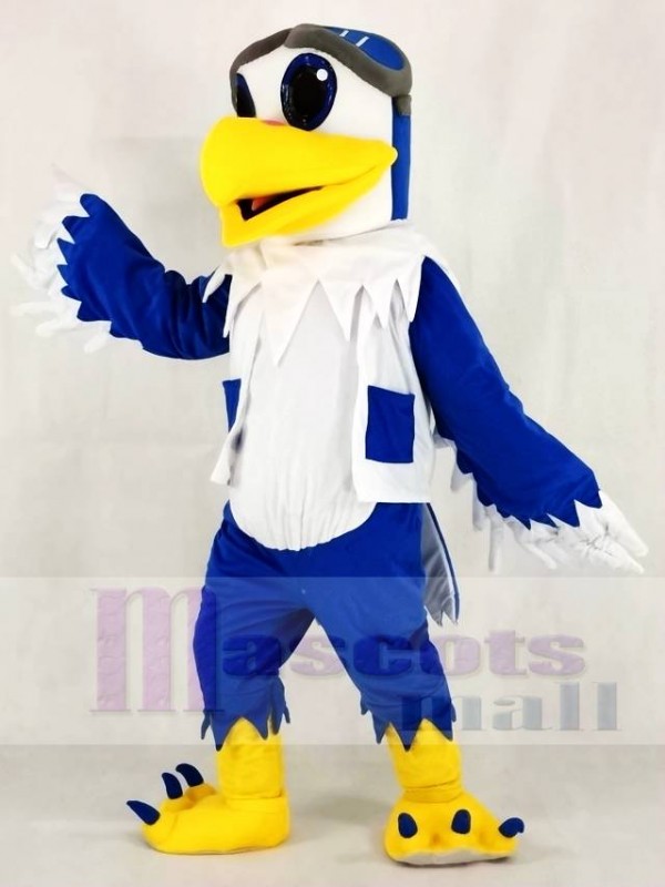 Purchase Mascot blue and white bird with a flying helmet in Mascot